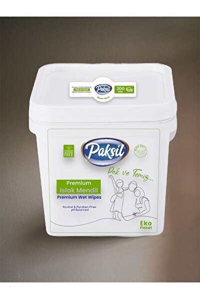 paksil Extra Büyük bez Premium Islak Mendil 200 Adet Kova Kilitli Hava Almaz ...