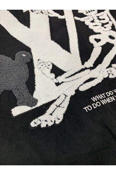 YusGos Unisex Women/Men Back and Front Embroidered Special Design High Quality College Coat Jacket Black L