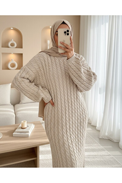 Modamorfo Hair Knitwear Dress -Stone