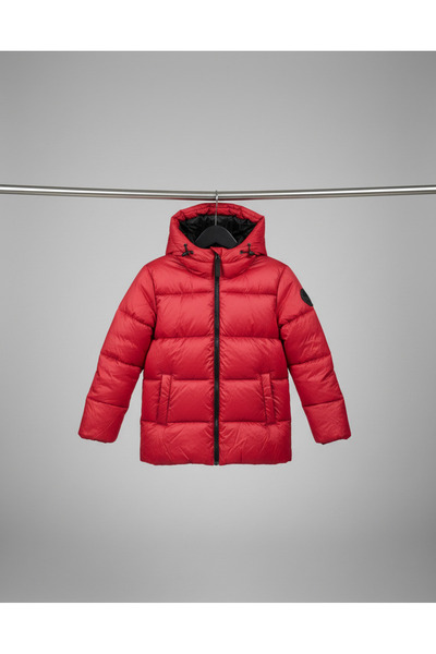 YusGos Unisex Baby Girl/Boy Waterproof Puffer Jacket with Hooded Zipper Pockets (2-15 Years) Claret Red