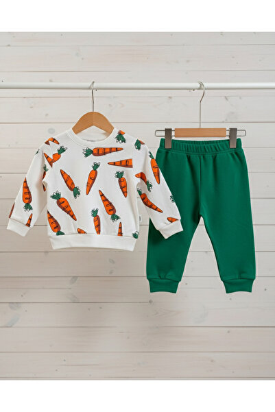 YusGos Carrot Printed Month Old Baby Boy Suit Green 0-6 Months