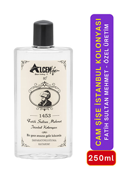 ALCEN LİFE Cam Şişe Doğal İstanbul Kolonyası 250 mL Özel Seri Fatih Sultan Mehmet 1453 Ferah Esans Koku Hediye