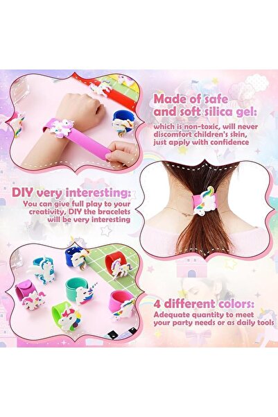 fulina 8Pcs Silicone Slap Ring Bracelet,Silicone Snap Strap,Party Slap Wrist,Kids Party Favour Gift Bags