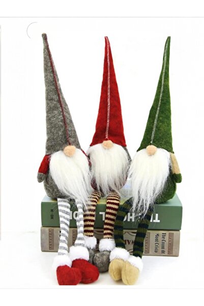 Yenigeldi 1 Adet 35 cm Gri Uzun Şapkalı Gnome Tomte Şans Cücesi Yılbaşı Süsü Parti Dekorasyon Süs