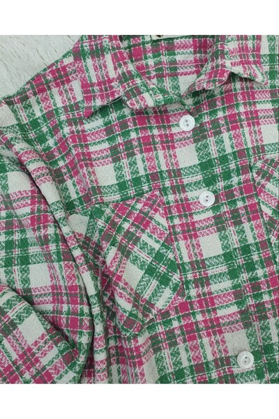 Modamorfo Πουκάμισο Tweed με διπλή τσέπη με κουμπιά - Ροζ