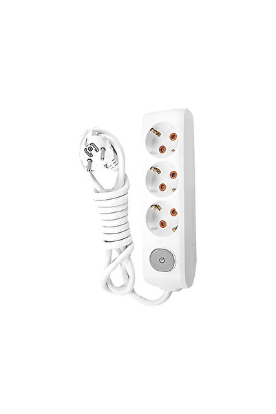 VİKO Üçlü Çoklu Priz, Anahtarlı, Uzatma Kablosu, 3lü, 2m, Beyaz