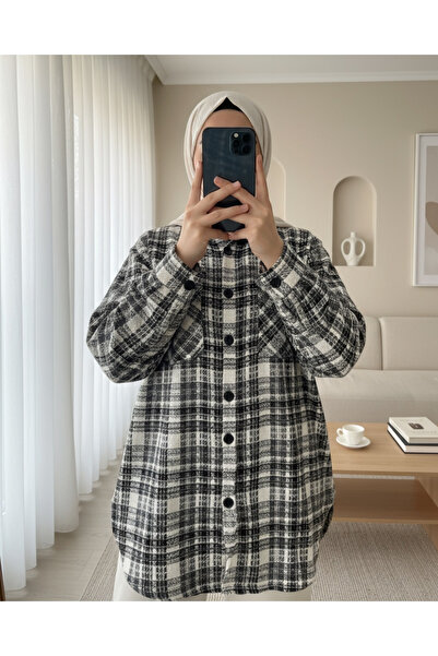 Modamorfo Buttoned Double Pocket Tweed Shirt - Ecru