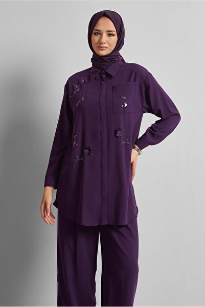 Alvina Shirt Collar Pants Suit 45418