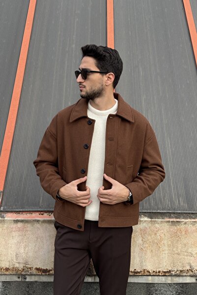 inpool Old Money Culture Shirt Collar Oversize Stamp Jacket - Buttoned, 24USEC05