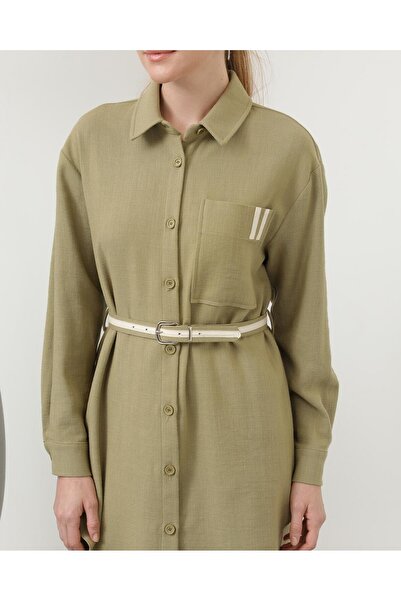 Modamorfo Women's Linen Suit with Belt Detail and Trousers - 14313Tks