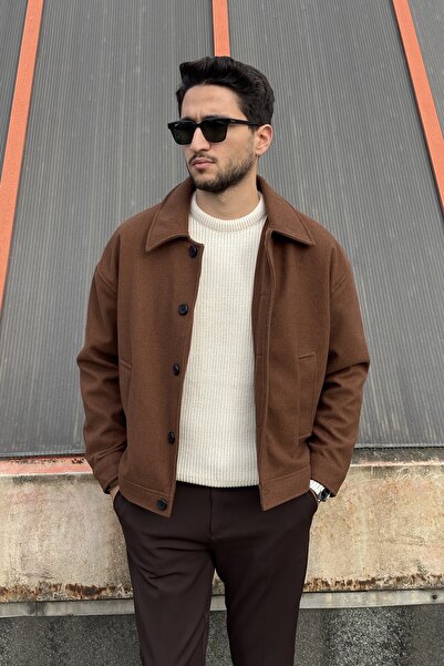 inpool Old Money Culture Shirt Collar Oversize Stamp Jacket - Buttoned, 24USEC05