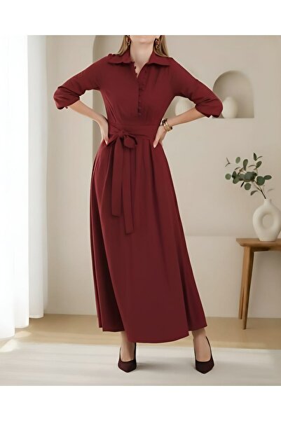 Modamorfo Γυναικείο φόρεμα με λεπτομέρεια με κουμπιά και γιακά δικαστή - 20688ELB