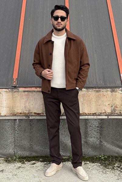 inpool Old Money Culture Shirt Collar Oversize Stamp Jacket - Buttoned, 24USEC05