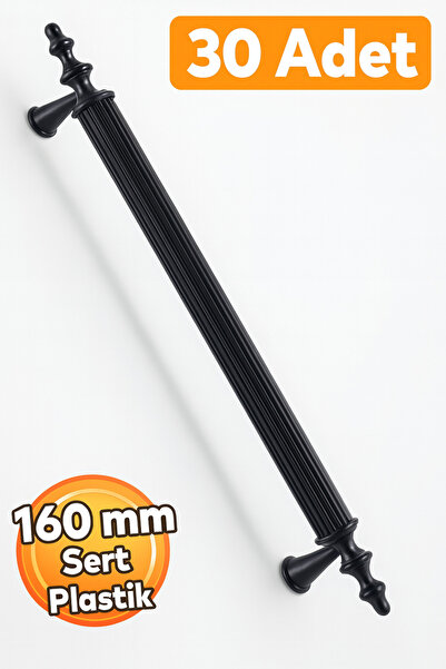 Badem10 (SERT PLASTİK) 30 Adet Polavit 160 Mm Siyah Mobilya Mutfak Çekmece Do...