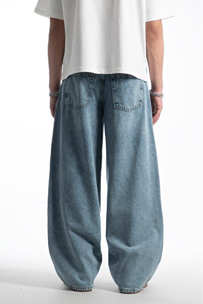 GRJ denim Iced Blue Wide Leg Oversize Baggy Jean Men's Trousers
