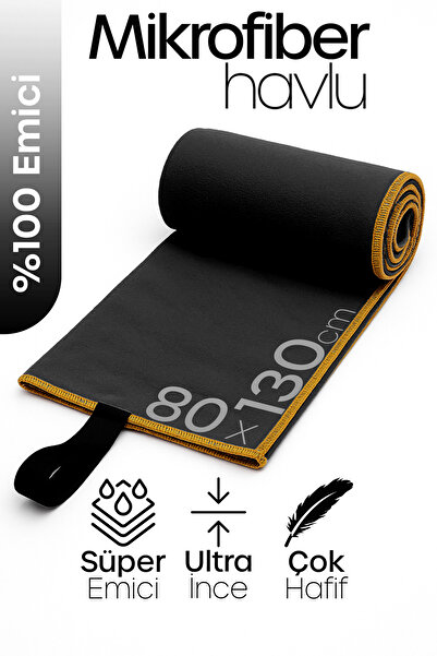 Telvesse Πετσέτα πισίνας Unisex Microfiber 80x130 cm Μαλακή υφή Πετσέτα μπάνιου θάλασσας Αθλητική πετσέτα μεγάλου μεγέθους Μαύρη