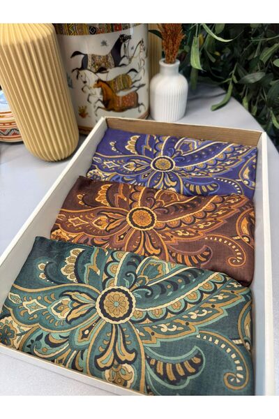 Oxygen Scarfs Σετ 3 τεμαχίων με μαργαριταρένιο νυχτερινό σχέδιο βαμβακερό μεταξωτό σάλι KT100225 – Πλεονεκτικό σετ