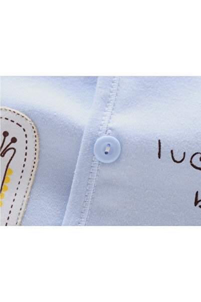 TEA1986 Haine pentru nou-nascuți, 0-3 luni, set 7 piese cu girafa, bumbac 100%, albastru