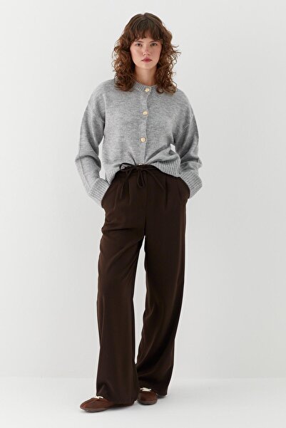 MARKALİSTE Lace-Up Palazzo Pants Brown