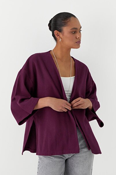 MARKALİSTE Knitwear Look Knitted Kimono Burgundy