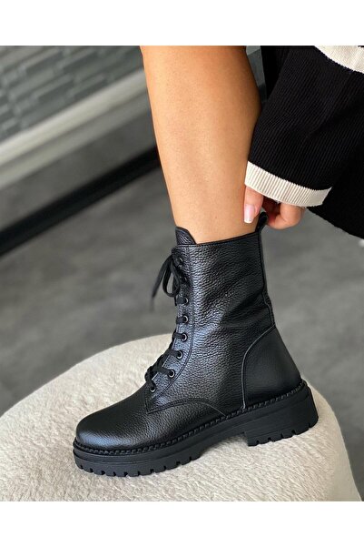 Zuum Deny %100 Hakiki Deri Kadın Postal - Siyah Deri