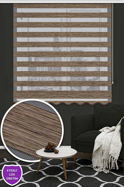 Kozastor Zebra Stor Perde Açık Kahve Etek Dilimli 125e v03