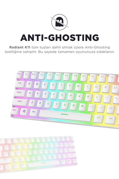 Rampage Radiant K11 Mekanik Klavye Type-c Bağlantı Rgb Puding Tuş Blue Switch Mini Us Gaming Oyuncu Klavye