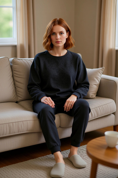 PayBuy طقم بيجامات نسائي شتوي من قماش الوافل، مقاس عادي، طقم مكون من قطعتين م...