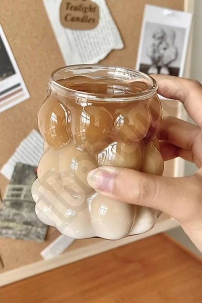 GoldenGlob Beaded Glass Cup Grape Seed Shaped Soft Drink Water Coffee Presentation Cup 1 Piece