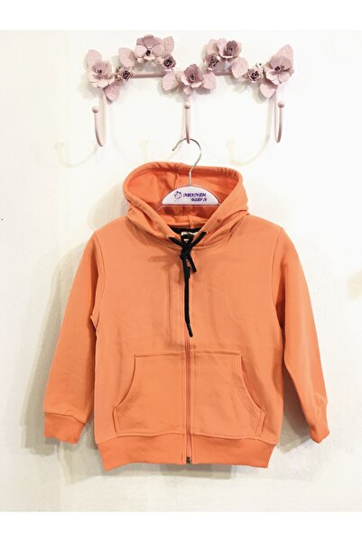 İsobel Kids سويت شيرت بأكمام طويلة وسحاب وقلنسوة باللون البرتقالي للأولاد وال...