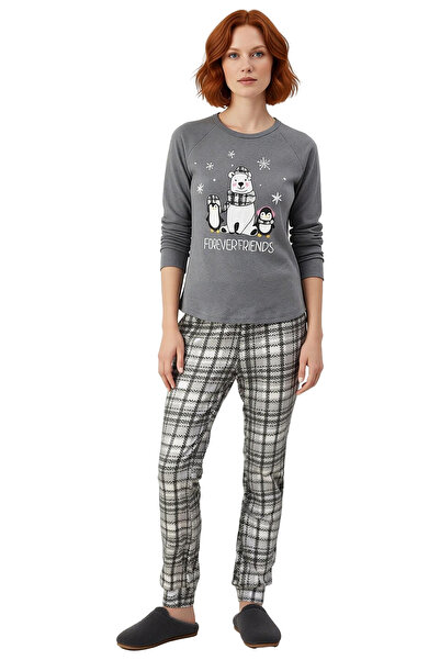 PayBuy Γυναικεία καρό σετ πιτζάμες Yumoş πλεκτό ύφασμα Άνετο χειμερινό επιλεκτικό υλικό Ποιοτική κατασκευή