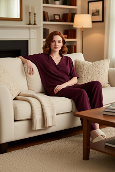 PayBuy Γυναικεία άνετη εφαρμογή Σετ πιτζάμες πλεκτές με μονόχρωμο βισκόζη Δια...