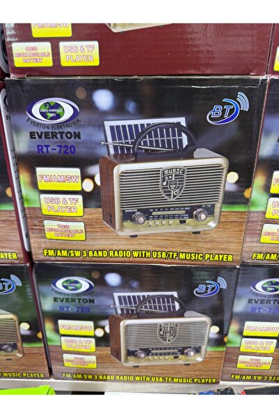 OnlyTech Nostalji Görünümlü Güneş Enerjili Bluetooth, Nostalji , Fm/am/sw 3 B...