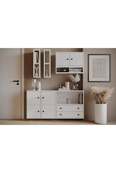 Nettrends 6 Kapaklı, 2 Çekmeceli Çok Amaçlı Dolap Seti | Ev Düzenleyici KBR-Ç...