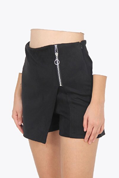 Mckanzie 5969 (N-1329) Σορτς φούστα από σουέτ με φερμουάρ στο πλάι
