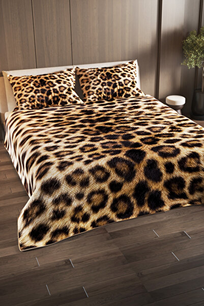 MonoHome 100% Cotton Double Pique Set Bedspread Special Woven Leopard Feather