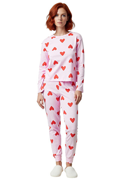 PayBuy Γυναικεία Σετ Πυτζάμες από Βαμβακερό Σχέδιο Καρδιάς Άνετη Κοπή για Χειμερινή Εποχή