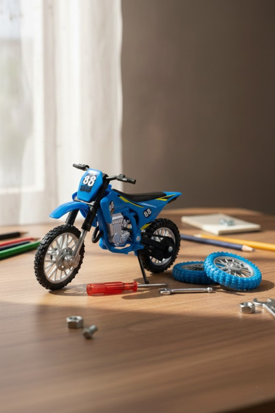 craftivio Model Cross Mavi Motorsiklet Sök Tak Tekerlekli 1:18 Ölçek 3+ Yaş