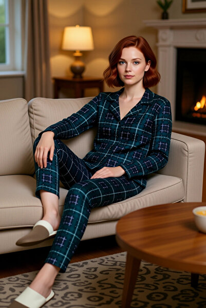 PayBuy Γυναικείες χειμερινές καρό πιτζάμες κανονική εφαρμογή μακρυμάνικο πολυ...