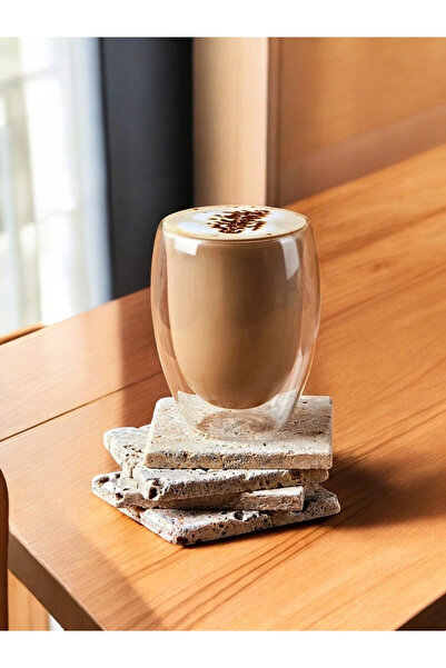 Ercazzo Çift Cidarlı Bardak Kahve Sunum Bardağı Latte Espresso Cam Bardak (1)