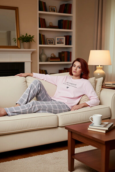 PayBuy Set pijamale din lână de iarnă pentru femei Pantaloni în carouri cu mâ...