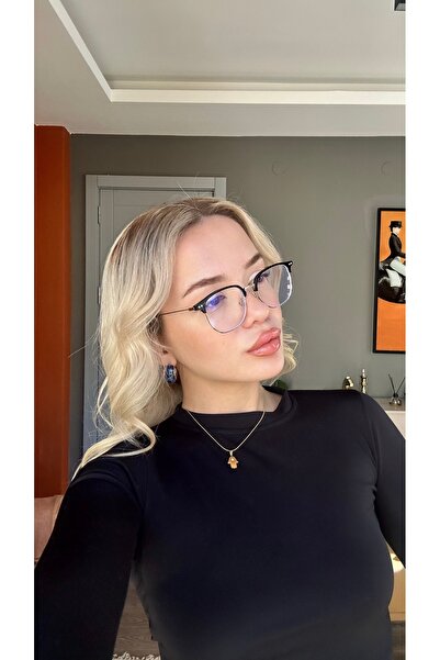 Angel Eyes Unisex Metal Black Framed Computer Glasses Blue Light Protective Clear Lens