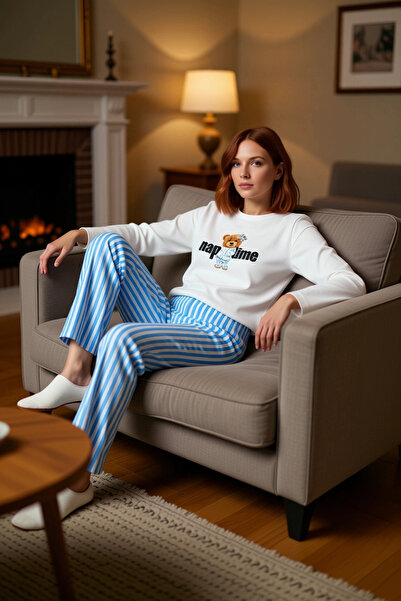 PayBuy Ženska pamučna pidžama sa dugim rukavima na pruge, udoban komplet za n...