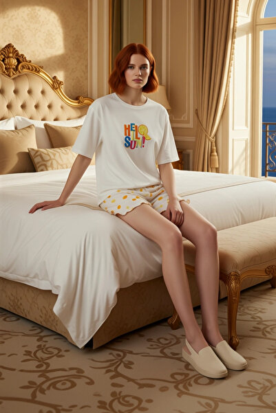 PayBuy Women's Summer Cotton Pajama Set Crew Neck Flounced Shorts Comfortable Design Distinguished Material