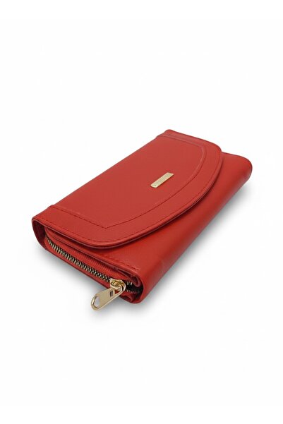 Newish Polo Envelope Model Covered Zippered Faux Leather Women's Portfolio Wallet-Large Size