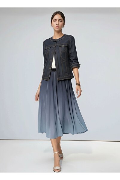 MAMAYAGA Жіноча еластична срібляста спідниця Tul довжиною міді крива спортивна щільна темно-синя спідниця