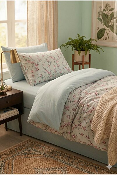 karanihome طقم غطاء لحاف مزدوج الجوانب بنقشة زهور