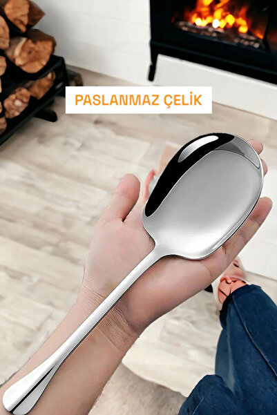Ercazzo 2 Li Servis Seti Lüx Paslanmaz Çelik Servis Kaşığı Büyük Boy Pasta Se...