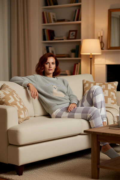 PayBuy Set pijamale tricotate Wellsoft pentru femei cu model Lama Design special de iarnă pentru uz zilnic