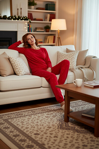 PayBuy Set pijamale de iarnă din lână cu buline pentru femei, țesătură tricotată confortabilă, potrivire perfectă, aspect elegant, stil modern